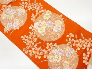 丸文に草花模様織出し名古屋帯